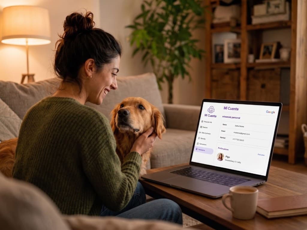 Persona con su mascota usando De Patas desde casa